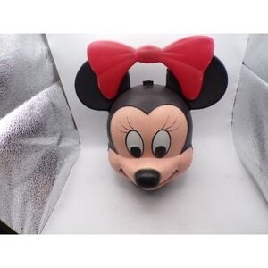 Vintage Disney Minnie Mouse Head 3D Molded Lunch Box with Thermos Red Bow Read